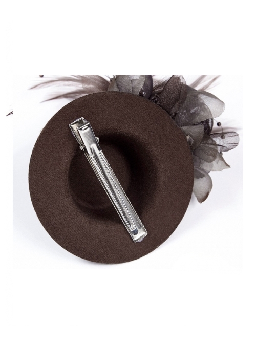 Steam Punk Gothic Retro Brown Mini Hat Hair Clip