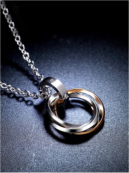 Steam Punk Retro Concise Golden Ring Pendants Women's Necklace