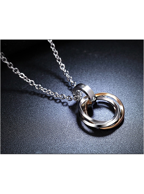 Steam Punk Retro Concise Golden Ring Pendants Women's Necklace