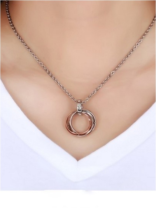 Steam Punk Retro Concise Golden Ring Pendants Women's Necklace