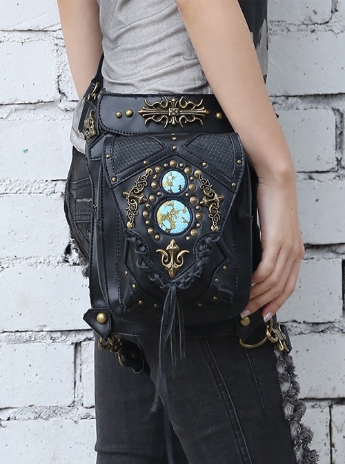 Steam Punk Rivet Black Women's Retro Shoulder Bag