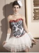 Black Floral Pattern White Overbust Victorian Corset