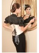Pale Cream And Black Lace Victorian Underbust Corset