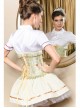 Yellow Ribbon And Green Floral Pattern Victorian Underbust Corset