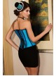 Blue And Black Lace Stripes Victorian Corset
