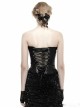 Black PU Leather Button Jacquard Gothic Corset