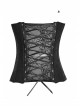 Black PU Leather Button Jacquard Gothic Corset
