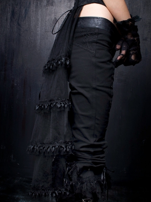 Phoenix Style Black Overlength Gauze Tail Gothic Croset