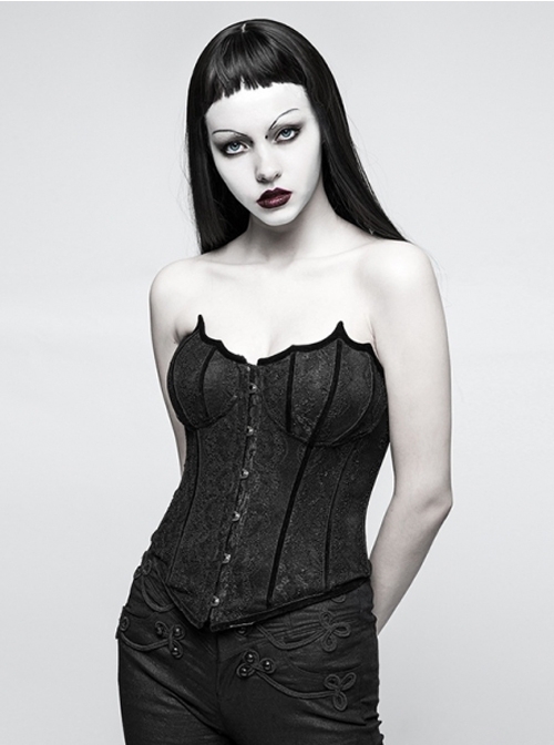 Black Bat-wing Shape Front Chest Design Gothic Corset