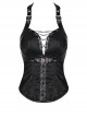 Decorative Pattern Lace-up Gothic Black Halter Corset