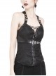 Decorative Pattern Lace-up Gothic Black Halter Corset