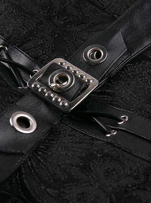 Decorative Pattern Lace-up Gothic Black Halter Corset