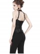 Decorative Pattern Lace-up Gothic Black Halter Corset