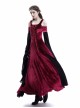 Medieval Velvet Off-the-Shoulder Wine Red Dress