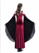 Medieval Velvet Off-the-Shoulder Wine Red Dress