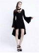 Steampunk Gothic Knitted Halterneck Black Flare Sleeve Medium Length Dress
