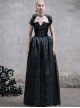 Black Slim Changeable Gothic Hanging Neck Type Backless Long Dress With Detachable Collar
