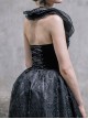 Black Slim Changeable Gothic Hanging Neck Type Backless Long Dress With Detachable Collar