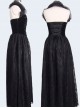 Black Slim Changeable Gothic Hanging Neck Type Backless Long Dress With Detachable Collar