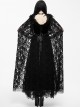 Black Slim Stitching Gothic Sling Long Dress With Rose Embroidery Cloak