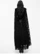 Black Slim Stitching Gothic Sling Long Dress With Rose Embroidery Cloak