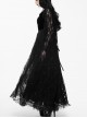 Black Slim Stitching Gothic Sling Long Dress With Rose Embroidery Cloak