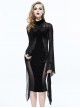 Black Sexy Slim Gothic Translucent Long Sleeve Dress