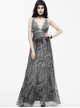 Silver Sexy V-collar Printing Gothic Sling Backless Dress