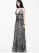 Silver Sexy V-collar Printing Gothic Sling Backless Dress