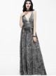 Silver Sexy V-collar Printing Gothic Sling Backless Dress