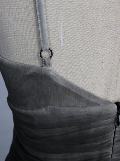 Silver Sexy V-collar Printing Gothic Sling Backless Dress