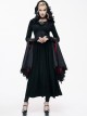 Black Lace Hooded Slim Gothic Trumpet Sleeve Witch Dress