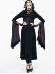 Black Lace Hooded Slim Gothic Trumpet Sleeve Witch Dress