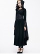 Black Lace Hooded Slim Gothic Trumpet Sleeve Witch Dress