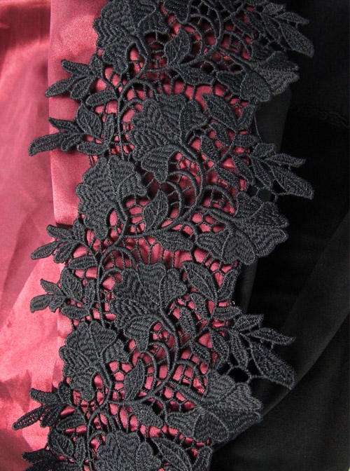 Black Lace Hooded Slim Gothic Trumpet Sleeve Witch Dress