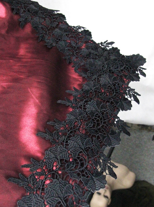 Black Lace Hooded Slim Gothic Trumpet Sleeve Witch Dress