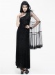 Black Sleeveless Slim Embroidery Gothic Party Dress