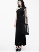 Black Sleeveless Slim Embroidery Gothic Party Dress