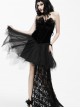 Black Sexy Feather Decoration Gothic Lace Tail Strapless Yarn Short Dress