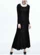 Black Hooded Lace Witch Gothic Slim Long Dress