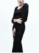 Black Hooded Lace Witch Gothic Slim Long Dress