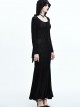 Black Hooded Lace Witch Gothic Slim Long Dress