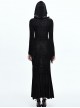 Black Hooded Lace Witch Gothic Slim Long Dress