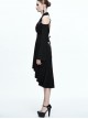 Black Eyelash-lace Collar Gothic Slim Backless Long Sleeve Dress
