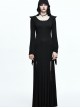 Black Leg opening Slim Witch Hooded Long Trumpet Sleeve Dress