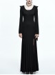 Black Leg opening Slim Witch Hooded Long Trumpet Sleeve Dress