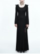 Black Leg opening Slim Witch Hooded Long Trumpet Sleeve Dress