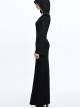 Black Leg opening Slim Witch Hooded Long Trumpet Sleeve Dress