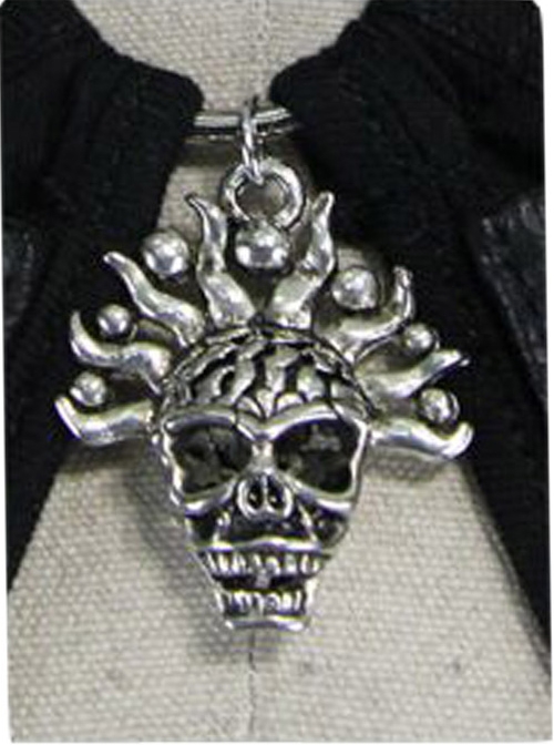 Gothic Skull Pendant Black Irregular Hem Halter Dress