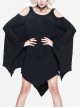 Gothic Concise Black Off Shoulder Irregular Hem Dress